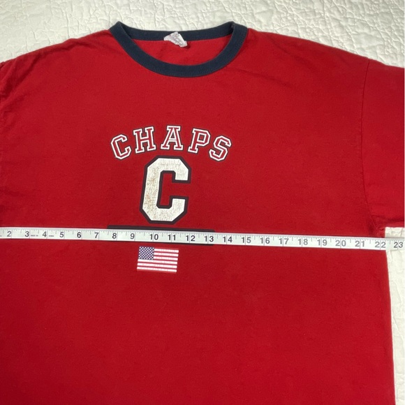 🔥Vtg 80 90's Chaps Ralph Lauren USA Red Flag Logo Ringer T Shirt Men’s Size M - Picture 10 of 11